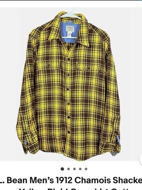 L.L. Bean Yellow & Brown Plaid Chamois Shacket